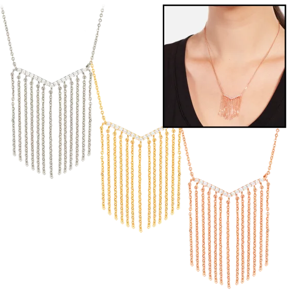 Sole du Soleil Jewelry Lily 18K Gold Plated Chain Fringe Necklace
