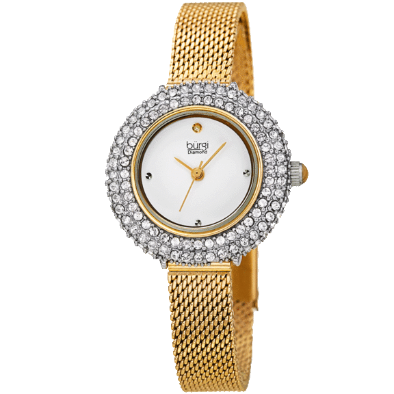 Burgi Diamond Accented Fine Mesh Watch with 150 Swarovski Crystals