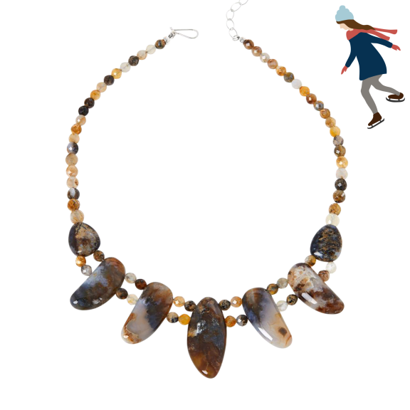 Jay King Sterling Silver Multicolor Graveyard Point Agate Necklace
