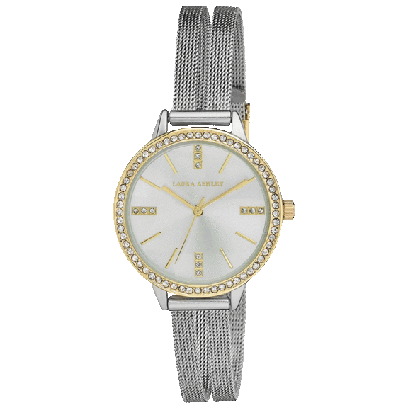 Laura Ashley Split Mesh Crystal Dial Watch