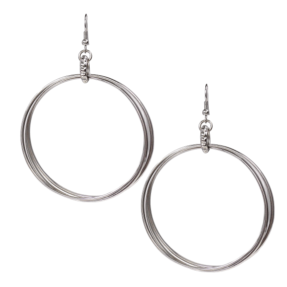 Savvy Cie 18K White Gold Plate Large 55mm Hoop Earrings