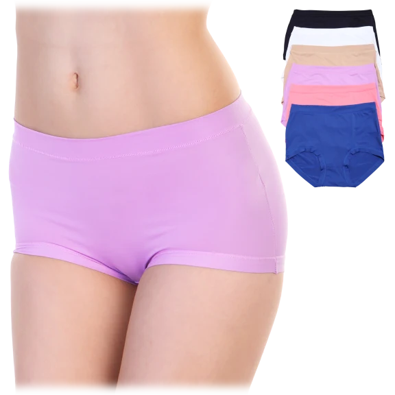 6-Pack: Angelina Classic Microfiber Boyshort Briefs