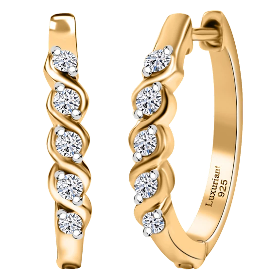 Luxuriant 0.30ctw Lab-Grown Diamond 18K Gold Vermeil Sterling Silver Earrings