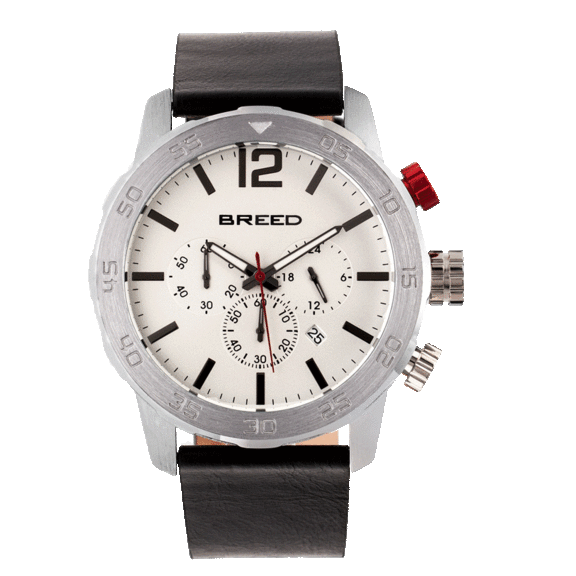 Breed Manuel Chronograph Watch With Leather Strap