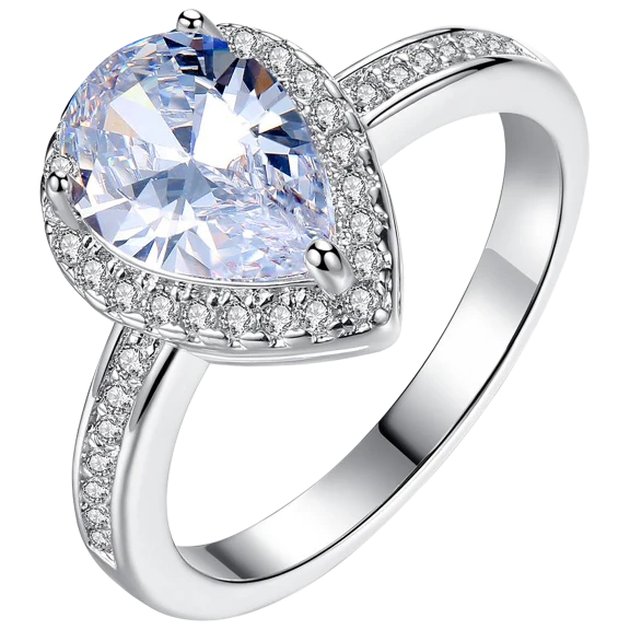 Hollywood Sensation 1.5 cttw Halo Pear Cut CZ Ring