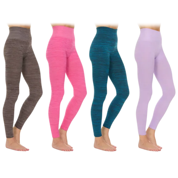 4-Pack: Nextex Apparel Women's Space Dye High-Waist Leggings