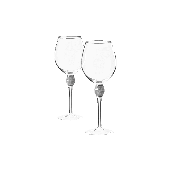 Aisle26 Red Wine Glass with Rhinestone Design and Silver Rim