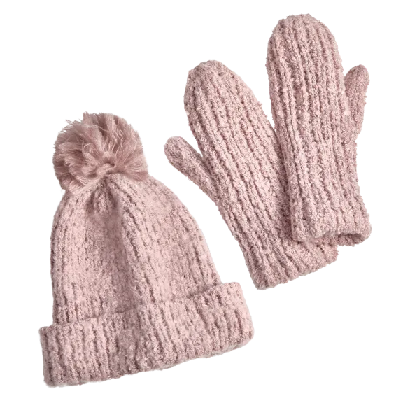 Lemon Snow Storm Beanie and Mitten Set