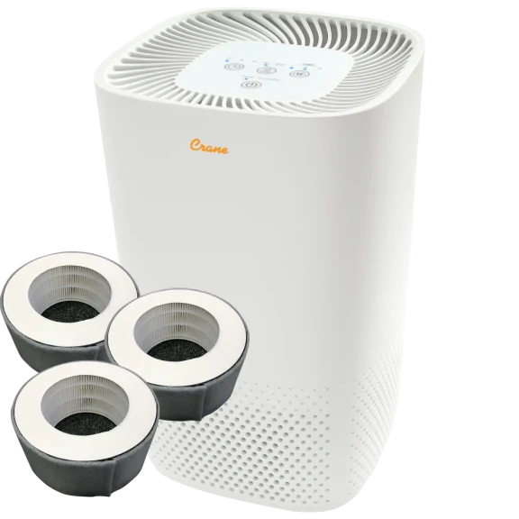 Crane UV True HEPA Air Purifier with Two Extra Replacement Filters