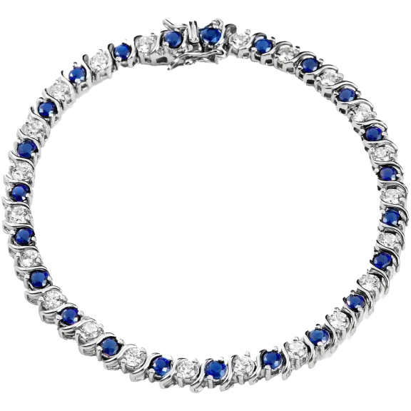 Savvy Cie Sterling Silver Sapphire Tennis Bracelet