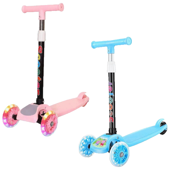 2-Pack: Kids T-Bar Scooter with Flashing Wheels