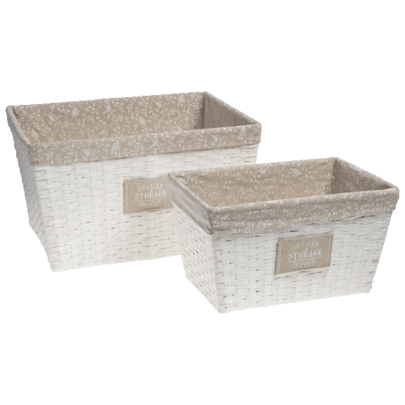 2-Pack Autograph Collection Decorative Woven Storage Baskets with Cloth Liners