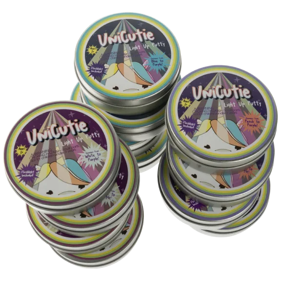 12-Pack: UniCutie Assorted UV Reactive Putty with Flashlight
