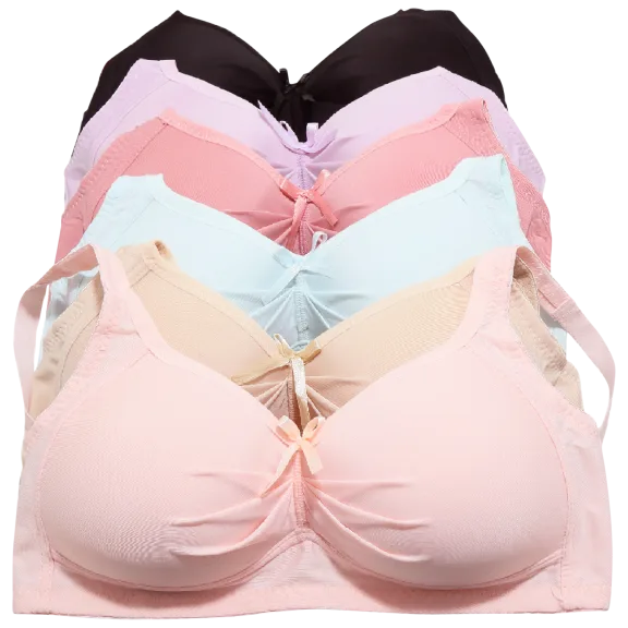 6-Pack: Angelina Wire-free Full Coverage Bras with Adjustable Straps