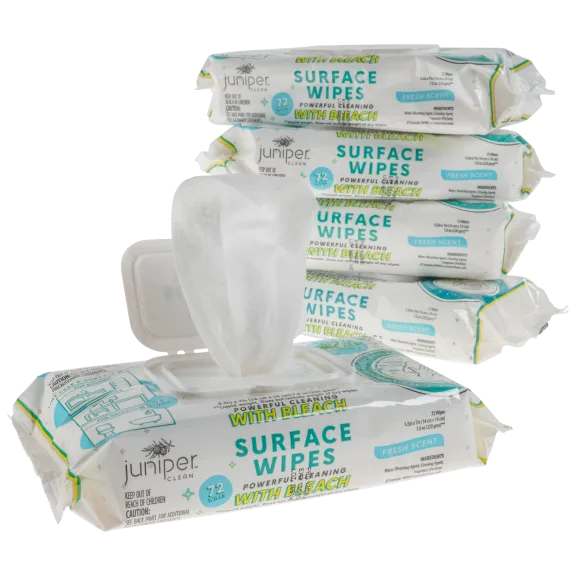 5-Pack: Juniper Clean Multi-Surface Fresh Bleach Scent Wipes - 360 Count