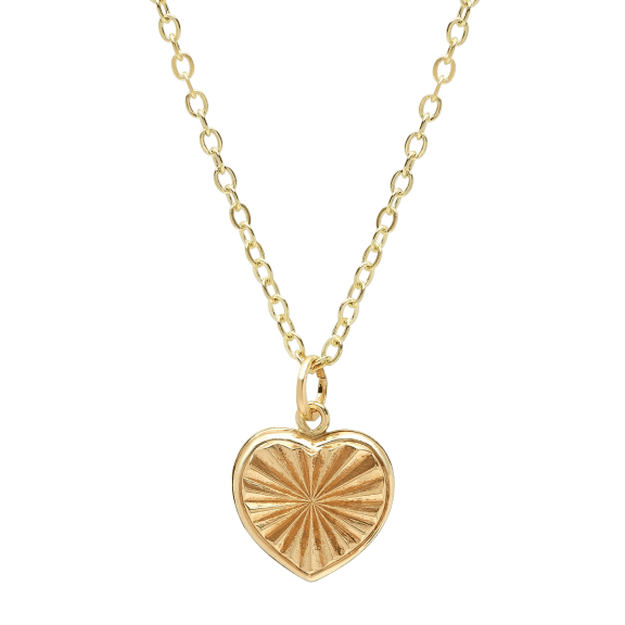 14K Gold Diamond Cut Heart Necklace