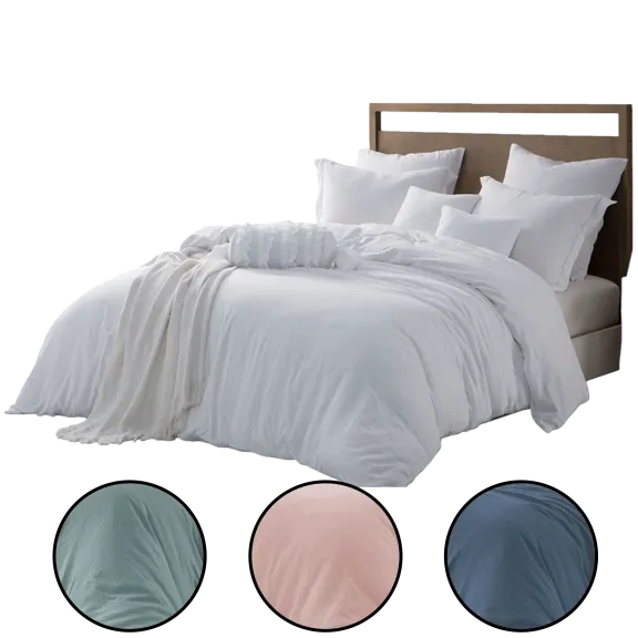 Luxury Home Premium Pre-Washed Crinkle Microfiber Duvet Set