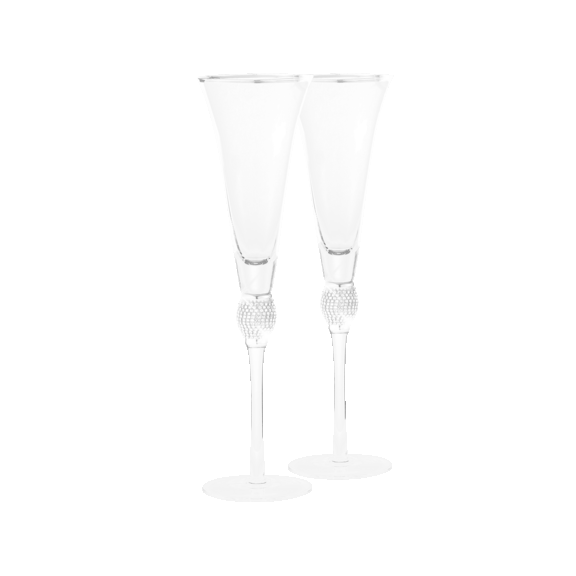 Aisle26 Crystal Champagne Trumpet with Silver Rim Set