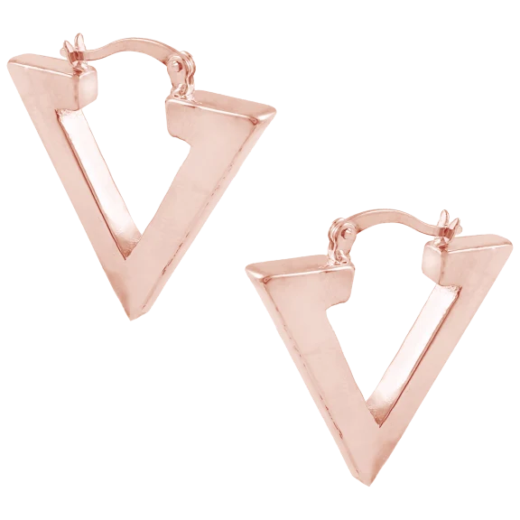 Savvy Cie 18K Rose Gold Plate Over Sterling Silver Linear Hoop