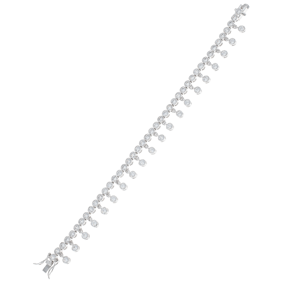 Kenneth Jay Lane 8 CTTW Round Millgrain Bubble Fringe CZ Bracelet