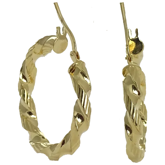 Savvy Cie Italian Chubby Twist 1" Hoop Earrings