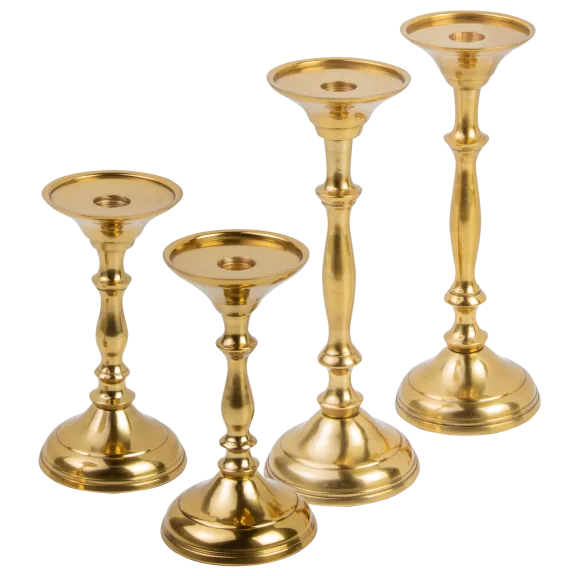 2-Pack: Gold Metal Taper Pillar Candle Holders