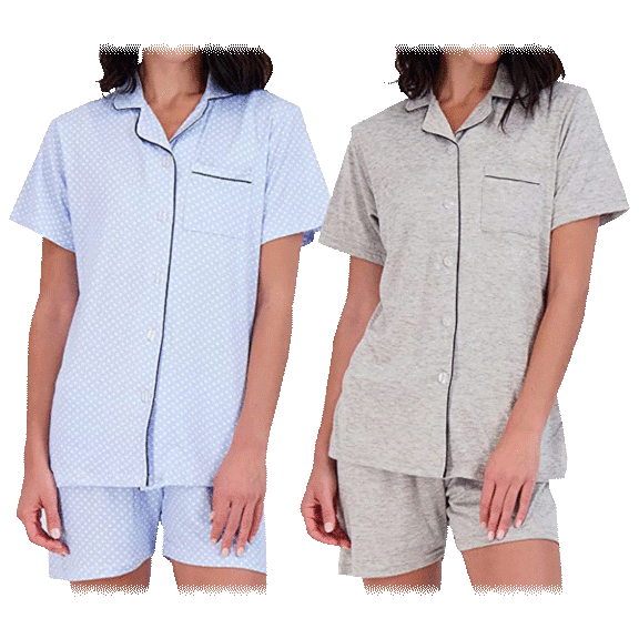 Women’s 4-Piece Short Sleeve Button Down Pajama Set