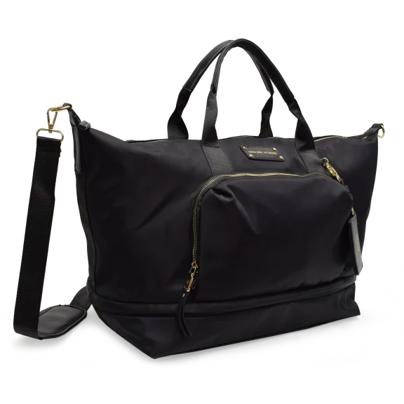 Adrienne Vittadini Nylon Expandable Drop Down Bottom Weekender