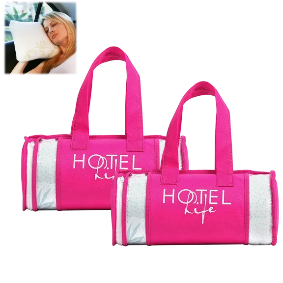 2-Pack: Bamboo Memory Foam Travel Pillows