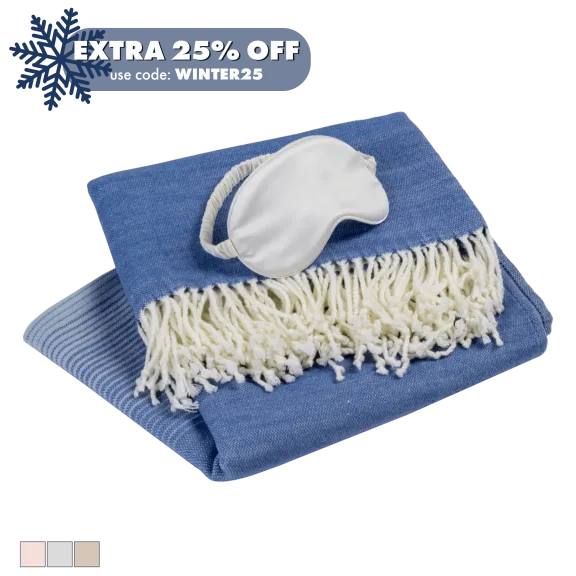August & Leo Cashmere-Like Throw & Eye Mask Travel Set