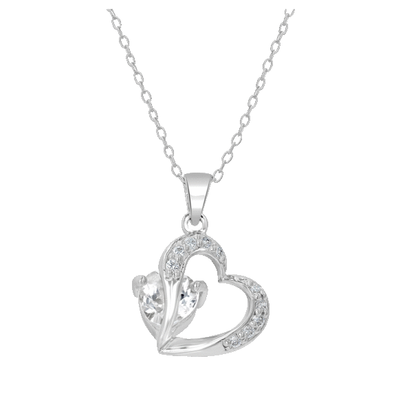 Gemistry Sterling Silver Gemstone and Cubic Zirconia Heart Necklace