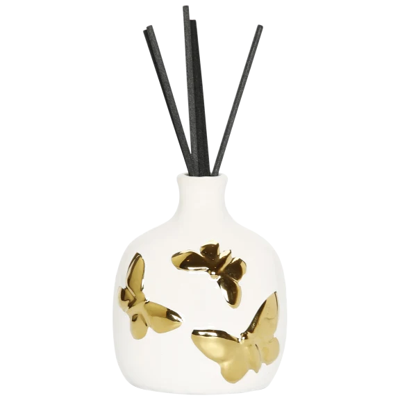 Vivience White Reed Diffuser with Gold butterfly Design