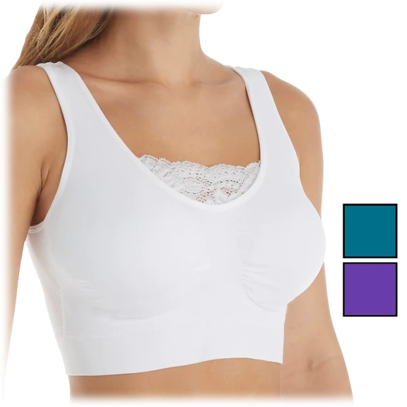 3-Pack: Rhonda Shear Double Layer Seamless Bra with Lace Inset