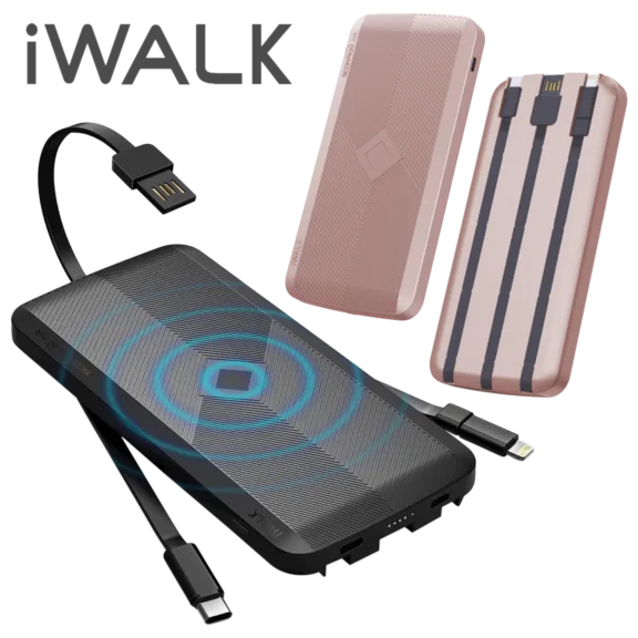 iWalk Scorpion Air 8000 mAh Power Bank with Integrated Cables and Qi Charging
