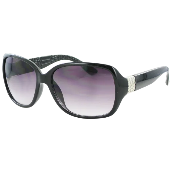 Kay Unger Black Rectangle & Silver Accent Frames With Gradient Smoke Lenses