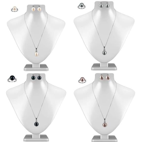 Pacific Pearls Bora Bora 18K Gold Filled 3-Piece Pearl Pendant Set