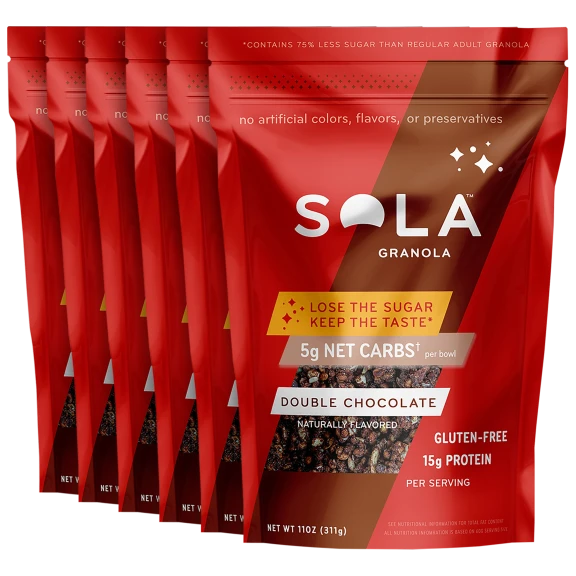 6-Pack: Sola Low Carb Gluten-Free Double Chocolate Granola (11 oz bag)