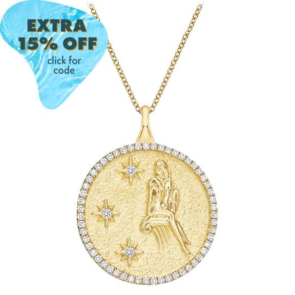 Niss & Niflaot Zodiac Sign 1/4 Carat TW Gold Plated Double Sided Necklace