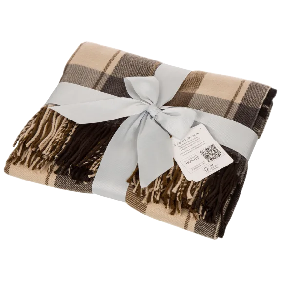 Glitzhome 60"L*50"W Acrylic Plaid Brown Multi Woven Throw