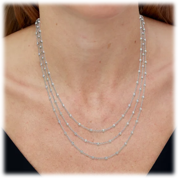 Savvy Cie Italian Made Sterling Silver Triple Layer Necklace