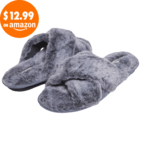 Laura Ashley Ladies Tipped Plush Cross Band Slippers