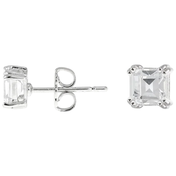 Kenneth Jay Lane 2 CT TW CZ Asscher Luxe Classic Post