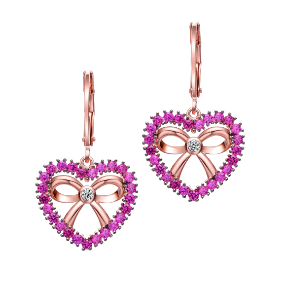 Genevive Sterling Silver Rose Gold Leverback Earrings