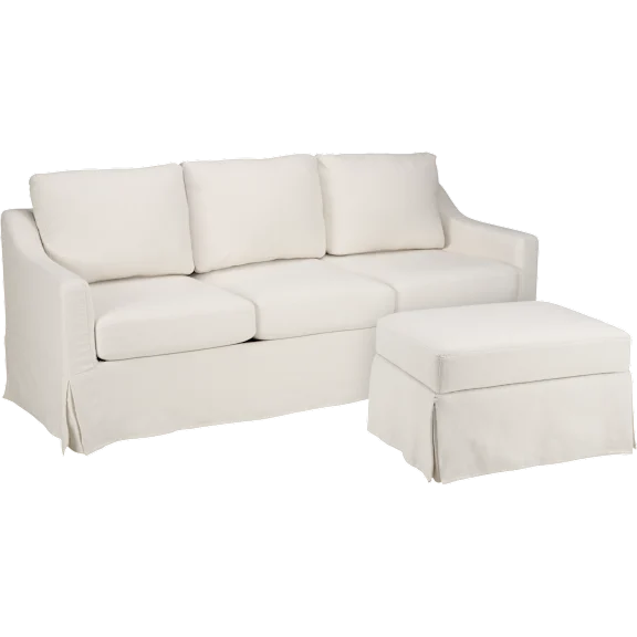 Bush Home Harper 80W Sofa and Storage Ottoman with Slipcovers