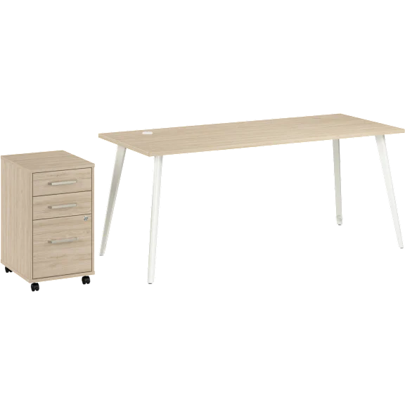 Vista 72W Desk with Splayed Metal Legs and 3 Drawer Mobile File Cabinet