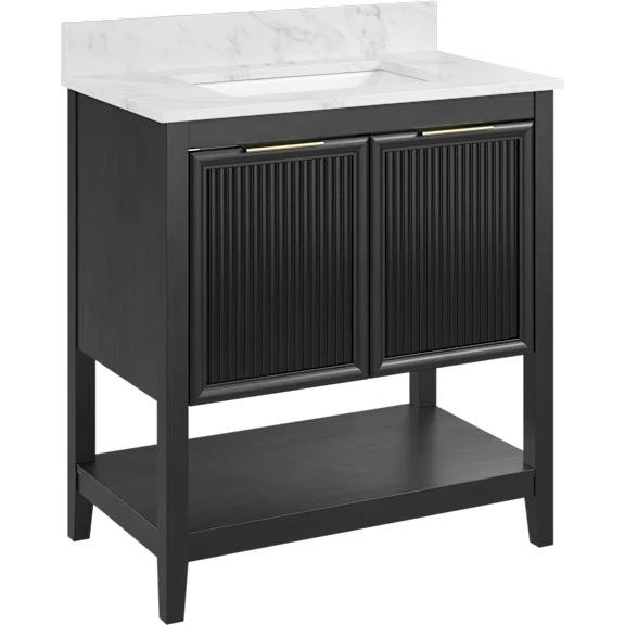 Camille 32W Fluted Vanity with Faux Marble Basin