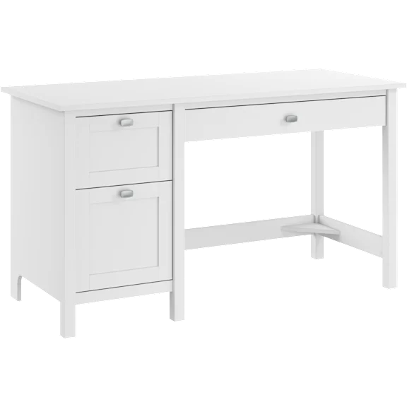 Broadview 54W Computer Desk with Drawers in Pure White