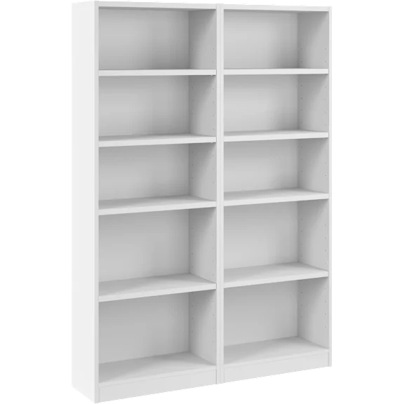 2-Pack: Universal 25W Tall 5 Shelf Bookcase