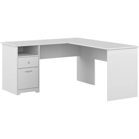 Cabot 60W L Shaped Computer Desk with Drawers in White