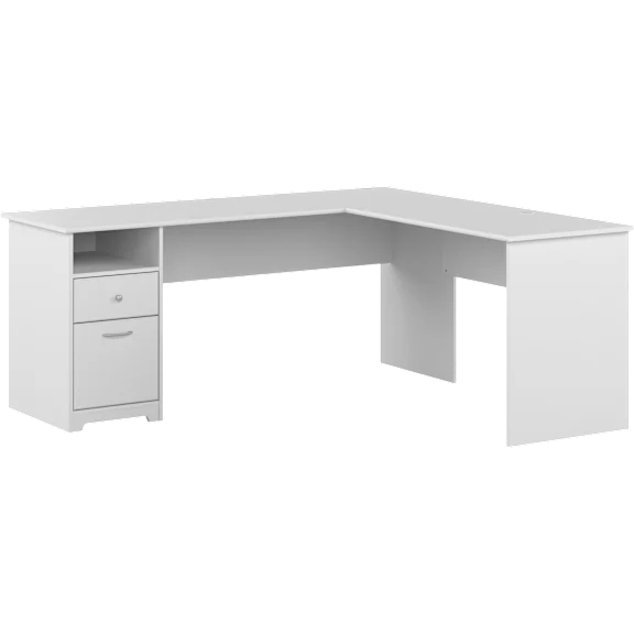 Cabot 72W L Shaped Computer Desk with Drawers in White